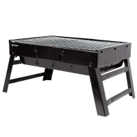 Barbacoa Plegable Portátil de Sobremesa para Carbón, 50x30x23 Cm, Negro(m-1)