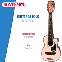 Guitarra Infantil Folk Bontempi 6 Cuerdas Afinables, 68 Cm, Madera(m-2)