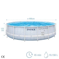 Piscina Desmontable Circular INTEX Prism Frame Premium, 488x488x122 Cm, Gris Claro(m-4)