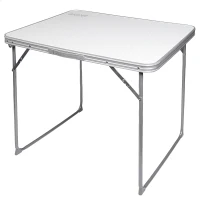 Mesa Plegable Camping Aktive Estructura de Acero y Tablero MDF, 80x60x70 Cm, Blanco(m-1)