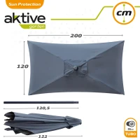 Parasol Balcón Rectangular con Mástil Aluminio y Manivela, 200x120x240 Cm, Antracita(m-6)