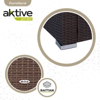 Conjunto Muebles Jardín Aktive Ratán Sintético y Cojines Acolchados, 128x72x72 Cm, Marrón Oscuro(m-6)
