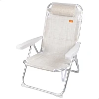 Silla de Playa Plegable 2 en 1 con Cojín Acolchado 48x60x90 Cm, Beige(m-1)