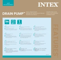 Bomba de Drenaje Sumergible Intex, 3.595 L/h Manguera 5 M, 28,5x28,5x28,5 Cm, Negro(m-8)