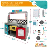 Cocinita y Bar Retro 2 en 1, 90,2x58,4x104,1 Cm, Madera(m-9)