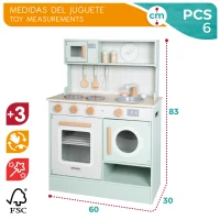 Cocinita de Madera Woomax con Microondas, Fregadero y Vitrocerámica, 60x30x85 Cm, Multicolor(m-5)