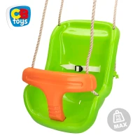 Asiento Columpio Infantil con Cinturón y Altura Ajustable, 37x42,5x50 Cm, Verde y Naranja(m-3)