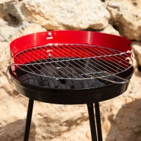 Barbacoa de Carbón Redonda Esmaltada, 37,5x38,5x70 Cm, Negro(m-7)
