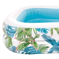 Piscina Hinchable Estampada Tropical, 229x152x48 Cm, Verde y Azul(m-3)