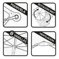 Parasol Excéntrico Mástil Lateral Aluminio, Ø300 Cm, Gris(m-4)