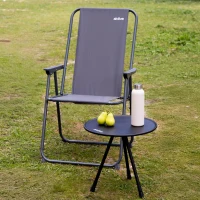 Mesa Plegable de Camping en Aluminio Antideslizante, 37x37x55 Cm, Negra(m-2)