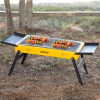 Barbacoa de Carbón Plegable Aktive con Bandejas Laterales, 89x33x33 Cm, Negro(m-2)