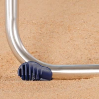 Silla Plegable de Playa Alta Reclinable 5 Posiciones, 47x62x90 Cm, Azul y Gris(m-6)