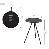 Mesa Plegable de Camping en Aluminio Antideslizante, 37x37x55 Cm, Negra(m-4)