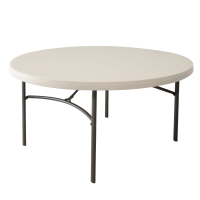Mesa Redonda Plegable con Tablero de Polietileno de Alta Densidad, 152x152x74 Cm, Blanca