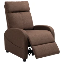 HOMCOM Fotoliu Relax Rabatabil cu Suport pentru Picioare, din Material Textil cu Aspect de In, 69x85x100 cm, Maro(m-11)
