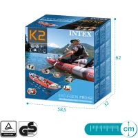 Kayak Hinchable INTEX K2 Excursion Pro, 2 Plazas Vinilo 3 Capas 0,75 Mm, 384x94x46 Cm, Naranja(m-8)