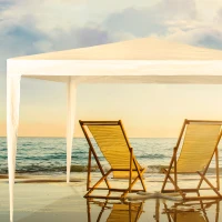 Cenador Desmontable con Estructura de Acero, 300x300x250 Cm, Blanco(m-7)