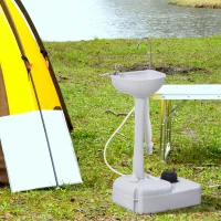 Outsunny Chiuveta Portabila Camping – 17 L Apa & 3.5 L Sapun, cu Roti(m-2)