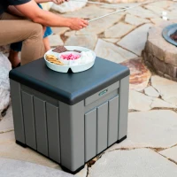 Baúl Exterior Ultrarresistente con Tapa Desmontable, 51x51x51 Cm, Gris(m-4)