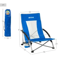 Silla Plegable de Playa Aktive Compacta Carga 110 Kg, 50x51x67 Cm, Azul(m-4)