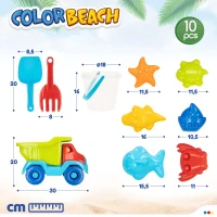 Set de Playa Camión Articulado con Cubo, 30x16x20 Cm, Multicolor(m-6)