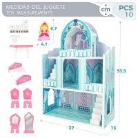 Castillo de Princesas de Madera 3 Plantas WOOMAX, 37x15x53,5 Cm, Rosa y Azul(m-5)