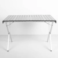 Mesa Plegable Camping Aluminio Antideslizante Desmontable, 20x14x107 Cm, Plateado(m-5)