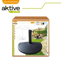 Soporte Parasol Semicircular Poliresina Apto 38/48 Mm, 50x50x32 Cm, Negro(m-7)