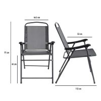 Conjunto de Jardín Aktive Garden Mesa 80x70,5 Cm 4 Sillas Plegables Sombrilla 170 Cm, Negro(m-6)