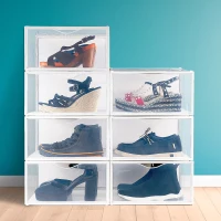 Pack 6 Cajas Zapatos Apilables Antivuelco 35x27x18,5 Cm, Semitransparente(m-2)