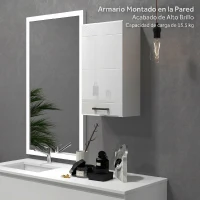 kleankin Mueble de Baño Colgar con Estante Ajustable para Cocina Lavadero Dormitorio Blanco Brillo(m-7)