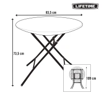 Mesa Auxiliar Plegable Redonda Polietileno Alta Densidad 84x84x74 Cm, Blanco(m-7)