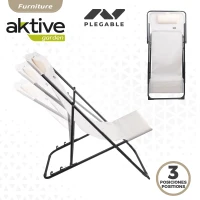 Silla Hamaca Plegable Multiposición con Cojín y Asa, 53x78x87 Cm, Blanco(m-3)