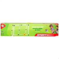 Set Portería Fútbol Plegable con Balón e Hinchador, 132x101x59 Cm, Blanco y Negro(m-3)