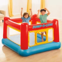 Saltador Hinchable Intex con Suelo Inflable y Red Reforzada, 174x174x112 Cm, Rojo, Amarillo y Azul(m-3)