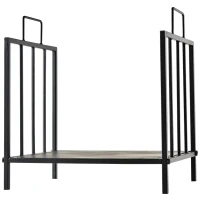 Outsunny Estante de Leña para Chimenea Tradicional Leñero Interior y Exterior Almacenaje para Madera Soporte para Leña con Asas Diseño Elevado 44,5x33x46,5 cm Negro(m-8)
