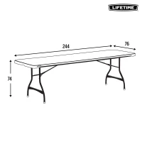 Mesa Rectangular Plegable con Estructura de Acero, 244x76x74 Cm, Blanco Efecto Granito(m-4)