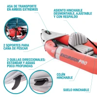 Kayak Hinchable Intex K1 Excursion Pro, 305x91x46 Cm, Naranja(m-3)