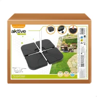 Base Parasol Rellenable Cuadrada 4 Piezas 50x50x7,5 Cm, Negro(m-6)