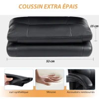 HOMCOM Chaise bureau ergonomique fauteuil de bureau en PU soutien lombaire gonflable dossier inclinable hauteur réglable noir(m-6)