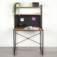 Escritorio Max Home con Estantería y Tablero Perforado, 85x50x148 Cm, Negro(m-7)