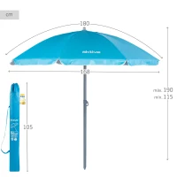 Sombrilla Playa Aktive 8 Varillas, 180x180x180 Cm, Azul(m-4)