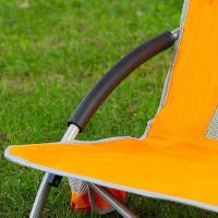 Silla de Playa Plegable Baja Transpirable con Posavasos y Funda, 16x16x76 Cm, Naranja(m-6)