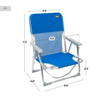 Silla Playa Baja Plegable Aktive Beach Respaldo Fijo, Aluminio y Textileno, 44x40x72 Cm, Azul(m-4)