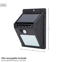Aplique Solar LED Aktive 20 LED con Sensor de Movimiento, 13x6x20 Cm, Negro(m-4)