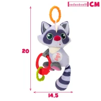 Peluche Sonajero Mapache Interactivo, 20x8,5x23 Cm, Gris(m-6)