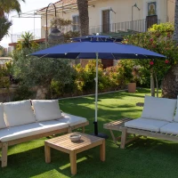 Sombrilla de Playa Aktive Antiviento Doble Techo 8 Varillas 280 Cm, Azul(m-2)
