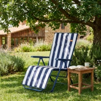 Silla Tumbona Plegable Aktive Garden Multiposición, 147x48x70 Cm, Azul y Blanco(m-6)