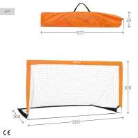 Portería de Fútbol Plegable Aktive Sports, 200x100x100 Cm, Negro y Naranja(m-4)